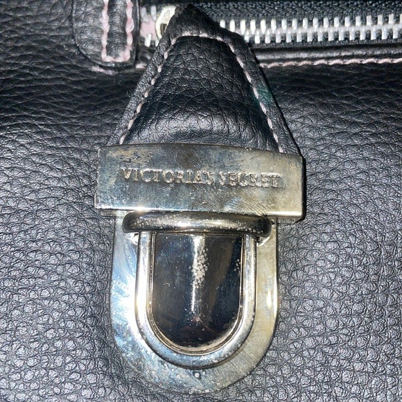 Victoria Secret Black Tote Bag.  Pink lining.  Pink stitching. - Picture 2 of 8